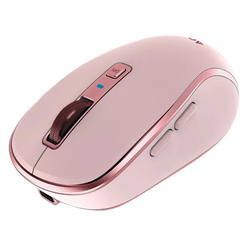 MOUSE ACTECK OPTIMIZE TRIP PRO MI580 / INALAMBRICO / 1600 DPI AJUSTABLE / 6 BOTONES SCROLL / RECARGABLE / DUAL DONGLE USB 2.4 GHZ 2 BLUETOOTH / WIN MAC ANDROID / ROSA / AC-939614