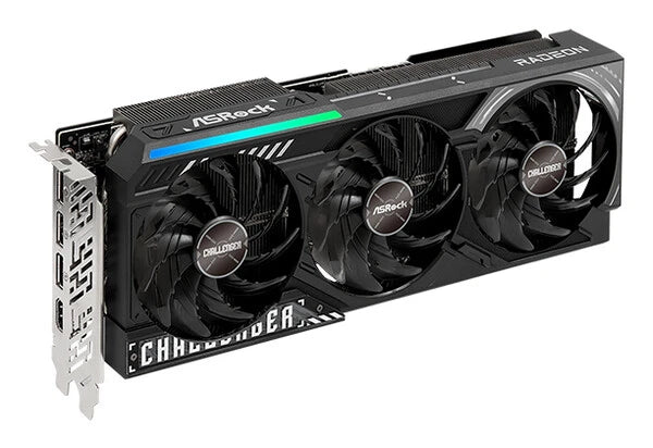 TARJETA DE VIDEO ASROCK AMD RADEON RX 9070 XT CHALLENGER/16GB GDDR6/PCIE 5.0 X 16/128 BITS/BOOST CLOCK 2970 MHZ/TRIPLE FAN CON INDICADOR LED/1 HDMI 2.1/2 DISPLAYPORT 2.1/RESOLUCION MAX 8K