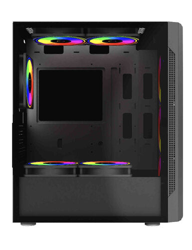 GABINETE GAMER BALAM RUSH DRAGONFLY CRYSTALGM745 / MEDIA TORRE / ATX, MICRO ATX, MINI ITX / VENTILADOR RGB / PANEL CRISTAL TEMPLADO, METAL / NEGRO / BR-935968