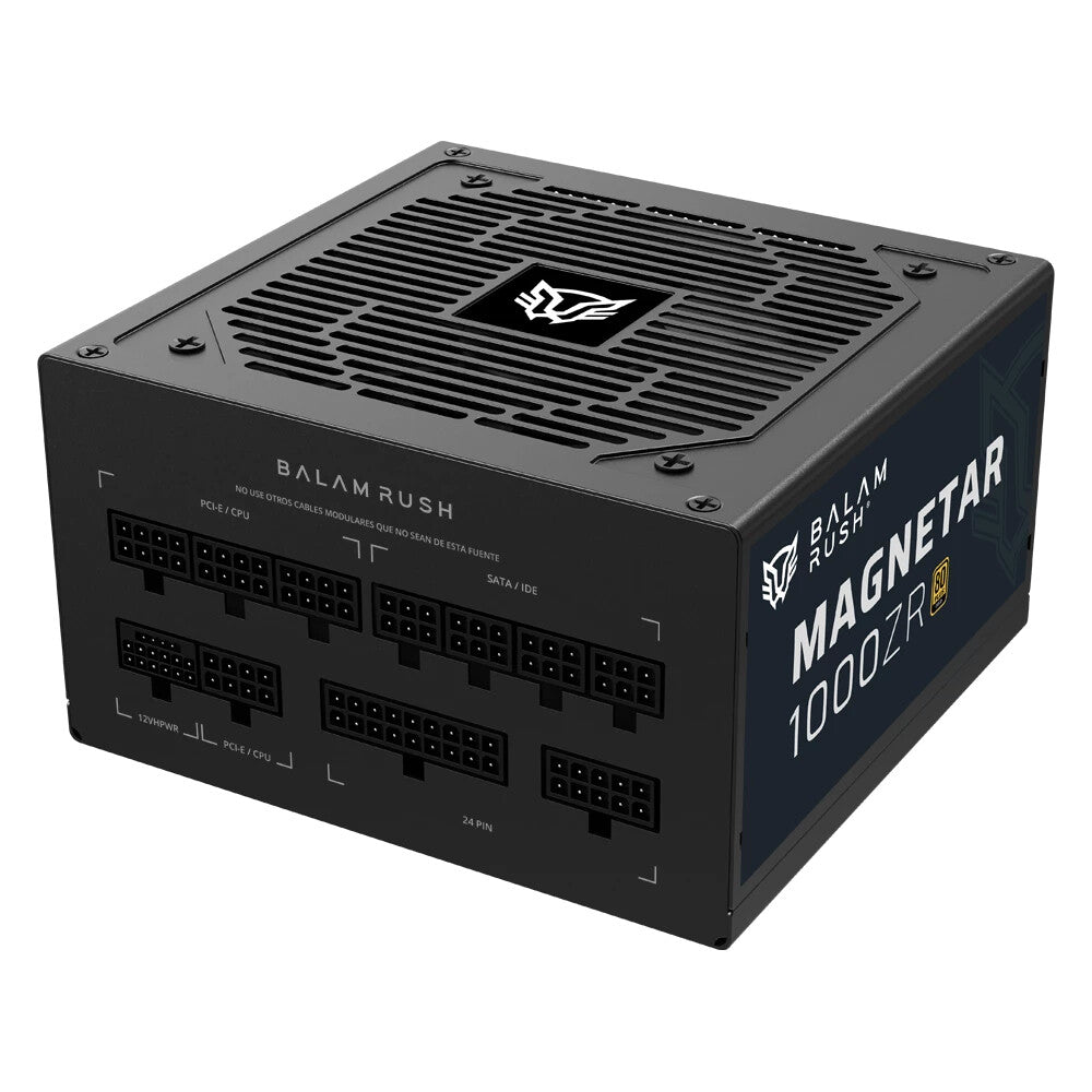 FUENTE DE PODER GAMER BALAM RUSH MAGNETAR 1000ZR / 1000 W / ATX 3.0 / FULL MODULAR / CERTIFICADA 80 PLUS GOLD / BAJO NIVEL DE RUIDO / UVP, OVP, OPP Y SCP / NEGRO / BR-940306