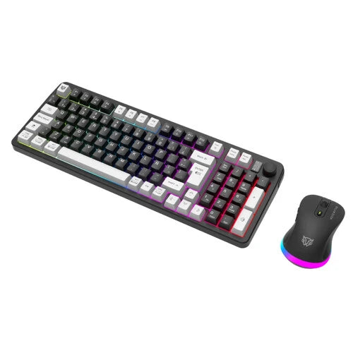 KIT DE TECLADO Y MOUSE GAMER BALAM RUSH SQUAD CONQUEST PRO KG525 INALAMBRICO RF NEGRO