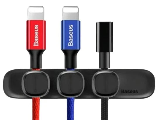 ORGANIZADOR DE CABLES BASEUS 3CLIPS MAGNETICOS, COLOR NEGRO