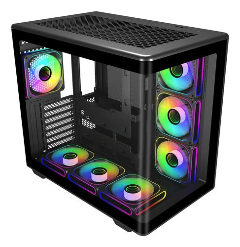 GABINETE COOLER MASTER ELITE 600, ARGB FAN 7 / NEGRO / TORRE INTERMEDIA / MINI-ITX / MINI-DTX / MICRO-ATX / ATX / PANEL PANORAMICO VIDRIO TEMPLADO