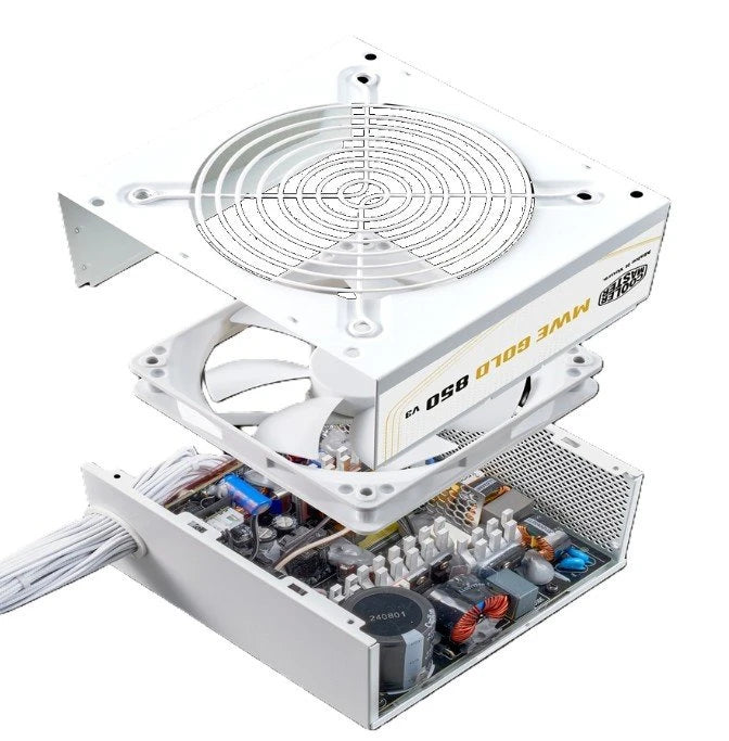 FUENTE DE PODER COOLER MASTER 850W / BLANCO / MWE V3 ATX 3.1 / 80PLUS GOLD CERTIFICADA / NO MODULAR / GAMER