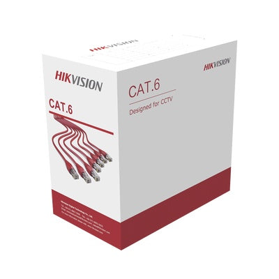 Bobina de cable UTP Hikvision Cat6, 305mts, Interior, 100% Cobre, Para redes y video, Gris