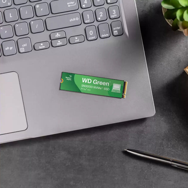 UNIDAD DE ESTADO SOLIDO SSD INTERNO WD GREEN SN3000 1TB M.2 2280 NVME PCIE GEN4 X4 LECT.5000MBS ESCRIT.4200MBS PC LAPTOP MINIPC  WDS100T4G0E-00CPS0