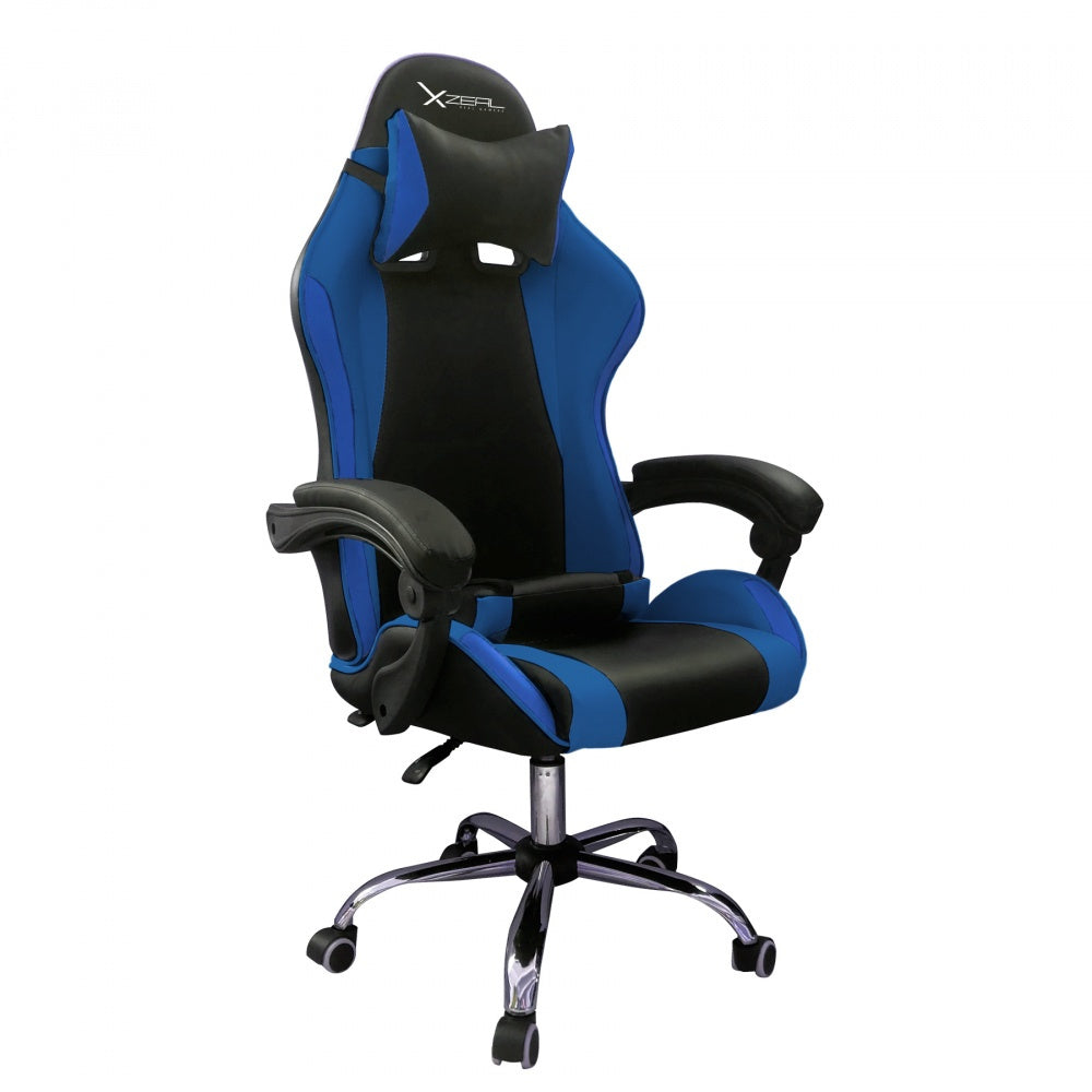 Silla Gamer Xzeal X205 Azul, Base de Acero, Brazos ajustables, Inclinacion, Ajuste de altura