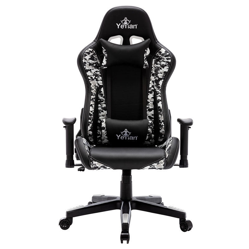 Silla Gamer Yeyian YFRS-051820 asiento duro, Reposa-brazos Si, Material Nylon, Poliuretano, Base Metal, Color Negro, Blanco