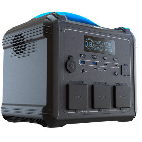 GENERADOR ELECTRICO DE BATERIAS LMFP  PORTATIL FORZA SERIE TITAN FPP-T1200 1200W 10 SALIDAS 3AC/8DC 2 PANTALLA LCD PANEL DE CONTROL INTEGRADO LAMPARA LED CARGA RAPIDA EN 1.5 HORAS