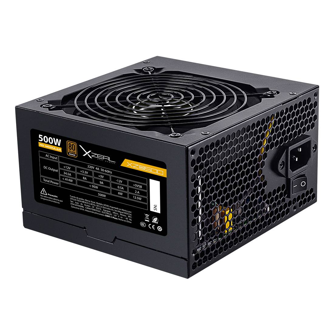 FUENTE DE PODER XZ500 ATX 500W NEGRO. XZPS500B -