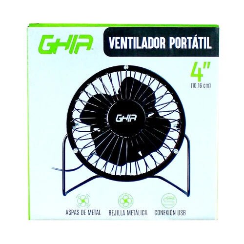 MINI VENTILADOR DE ESCRITORIO GHIA METALICO COLOR NEGRO ALIMENTACION USB