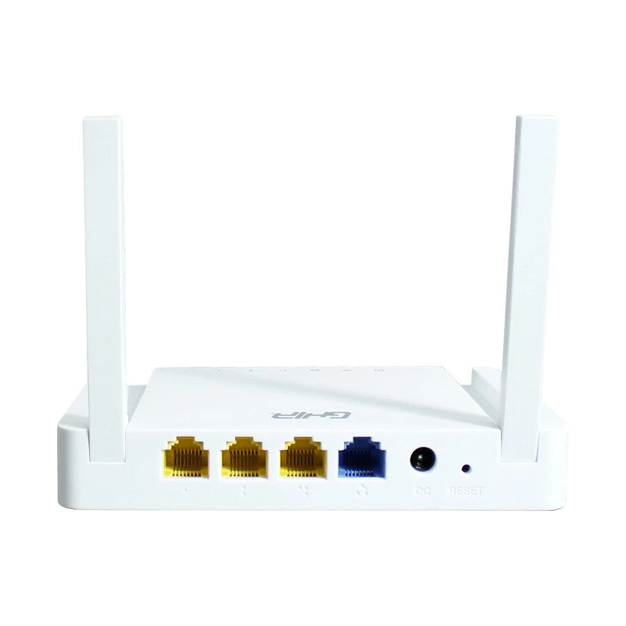 ROUTER INALAMBRICO GHIA COMPACTO 300MBPS 802.11N/G/B MULTIMODO ACCESS POINT REPETIDOR WISP 3 PUERTOS LAN 10/100 1 PUERTO WAN 10/100 2 ANTENAS FIJAS EXTERNAS 5DBI