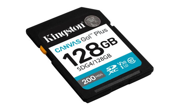 MEMORIA FLASH SD KINGSTON SDXC CANVAS GO PLUS 128GB 200MB/S C10 UHS-I U3 V30 SDG4/128GB