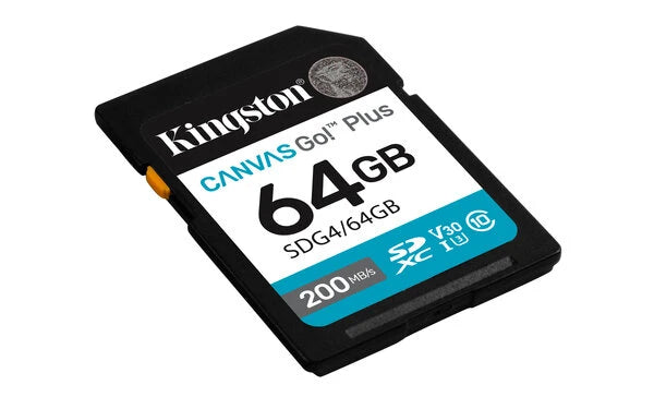 MEMORIA FLASH SD KINGSTON SDXC CANVAS GO PLUS 64GB 200MB/S C10 UHS-I U3 V30 (SDG4/64GB)