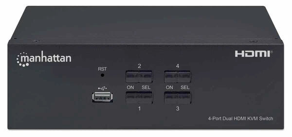 MUX KVM,MANHATTAN,153539, HMDI DOBLE MONITOR 4:1, 4K@30MHZ USB2.0 USB 2.0