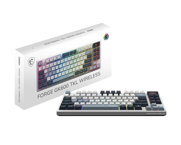 TECLADO INALMBRICO MSI FORGE FORGE GK600 TKL W SKY US INALMBRICO / BLUETOOTH / USB 2.0 / RGB