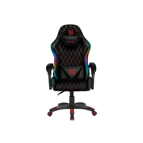 SILLA GAMER RGB INCLINACION RESPALDO 145 CLASE 4 140-150KG NSG-RGB1 FOAM 350MM 63CM*64CM*121-131CM COJIN LUMBAR Y CABEZA NEGRO/ROJO -
