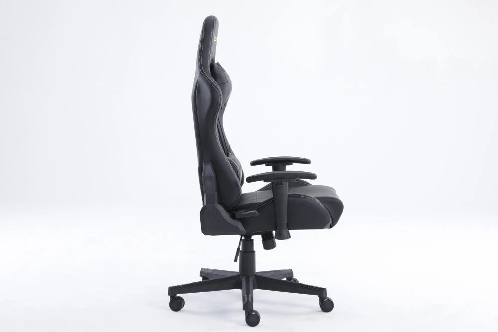 SILLA OCELOT GAMING OGS-01 / VINIPIEL / BASE NYLON AJUSTABLE / DESCANSABRAZOS 2D / PISTON CLASE 4 / RECLINABLE 90-155 GRADOS / HASTA 150KG / COJINES LUMBAR Y CERVICAL / COLOR NEGRO