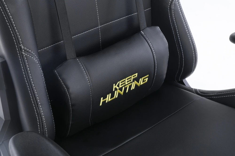 SILLA OCELOT GAMING OGS-01 / VINIPIEL / BASE NYLON AJUSTABLE / DESCANSABRAZOS 2D / PISTON CLASE 4 / RECLINABLE 90-155 GRADOS / HASTA 150KG / COJINES LUMBAR Y CERVICAL / COLOR NEGRO