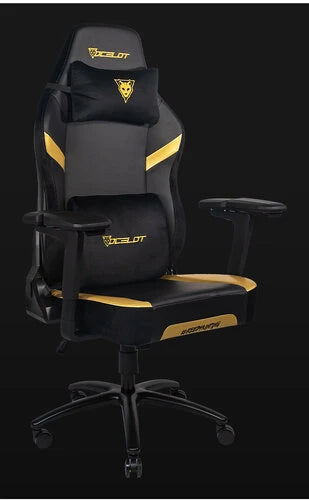 SILLA OCELOT GAMING OS-KING / VINIPIEL Y TERCIOPELO / BASE METALICA AJUSTABLE / DESCANSABRAZOS 5D / PISTON CLASE 4 / RECLINABLE 90-155 GRADOS / HASTA 150KG / COJINES LUMBAR Y CERVICAL / COLOR NEGRO CO