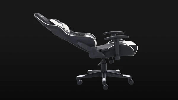 SILLA OCELOT GAMING OSB-04 / VINIPIEL / BASE NYLON AJUSTABLE / DESCANSABRAZOS 2D / PISTON CLASE 4 / RECLINABLE 90-155 GRADOS / HASTA 150KG / COJINES LUMBAR Y CERVICAL / COLOR NEGRO CON BLANCO