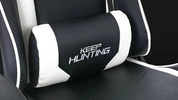 SILLA OCELOT GAMING OSB-04 / VINIPIEL / BASE NYLON AJUSTABLE / DESCANSABRAZOS 2D / PISTON CLASE 4 / RECLINABLE 90-155 GRADOS / HASTA 150KG / COJINES LUMBAR Y CERVICAL / COLOR NEGRO CON BLANCO