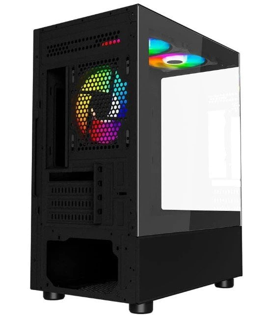 GABINETE OCELOT GAMING GLASS EN6 / MINI TOWER / M-ATX, ITX / PANEL LATERAL Y FRONTAL DE CRISTAL TEMPLADO/ INCLUYE 3 VENTILADORES / ENFRIAMIENTO LIQUIDO HASTA 240MM / GPU HASTA 315MM / COLOR NEGRO