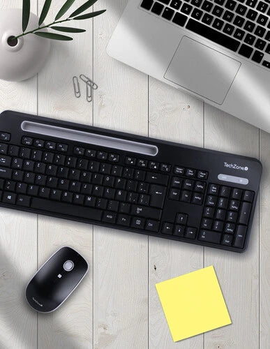 TECLADO/MOUSE TECHZONE TZCOMBINA06 INALAMBRICO RANURA SOPORTE GRIS