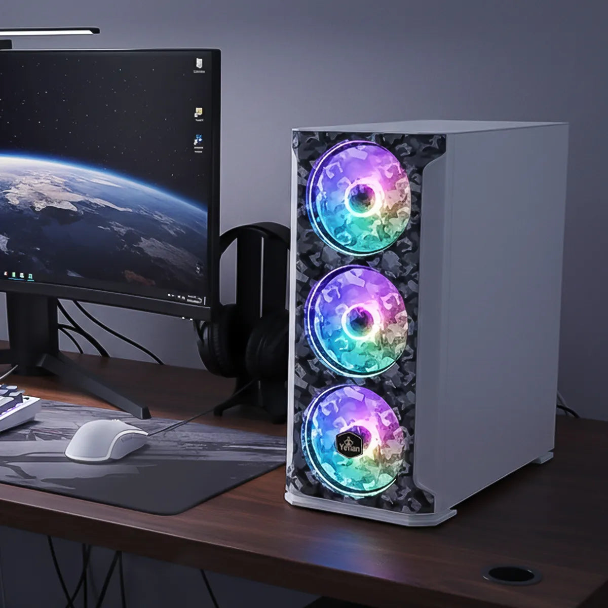 YEYIAN GAMING PC HOLLOW BLANCO 5500C-560P1M - RYZEN 5 5500 - RTX 5060 - 32GB DDR4 - SKU: YPA-HW5500C-560P1M
