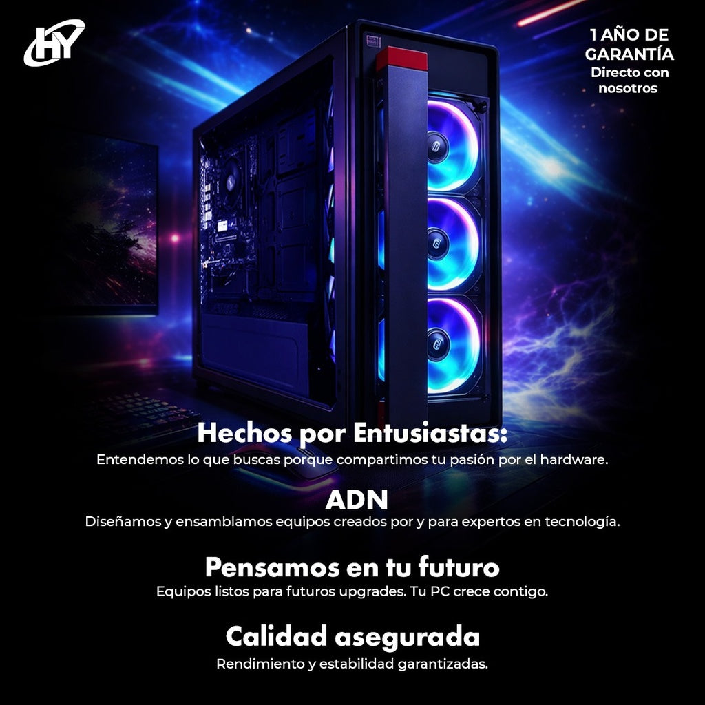 PC HY Gaming Kristal AMD Ryzen 5 7600X - 32GB DDR5 RGB, SSD 1TB, RTX 5050 8GB, WiFi, Win 11