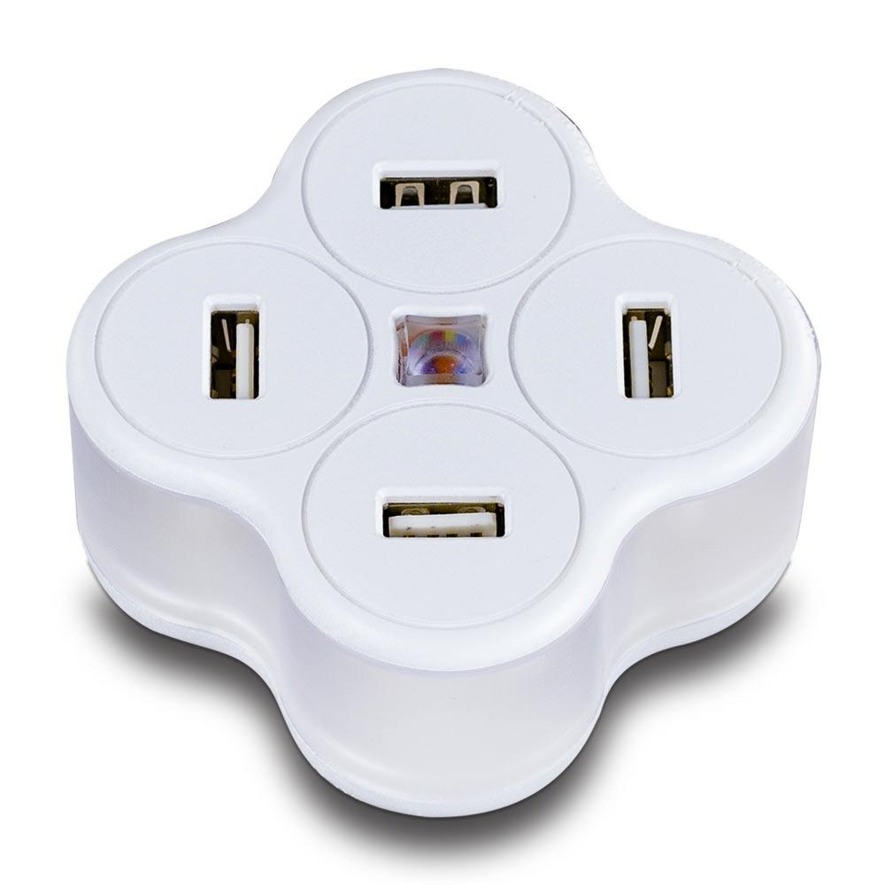 Cargador USB para casa. 4 puertos USB 2.1a. Con cable y cambio de colores